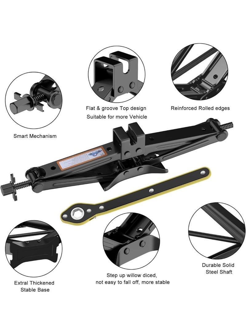 رافعة مقصية للسيارة 2 طن (4409 رطل)، طقم رافعة سيارة للخدمة الشاقة، رافعة خدمة الرفع السريع مع تصميم هزاز موفر للجهد، رافعة إطارات سيارة للسيارات/سيارات الدفع الرباعي/سيارات الدفع الرباعي - Image 4